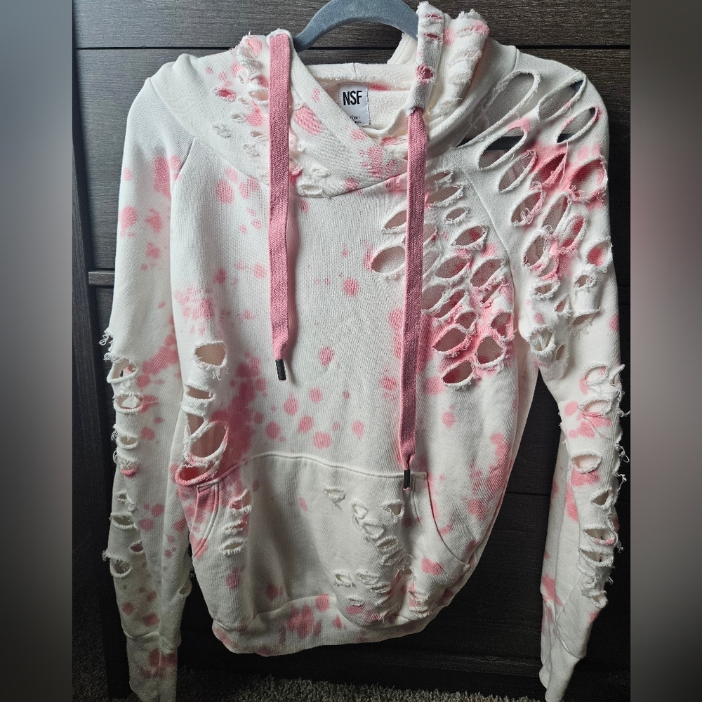 NSF Lisse Tie-dye Pink and White Hoodie (Small)